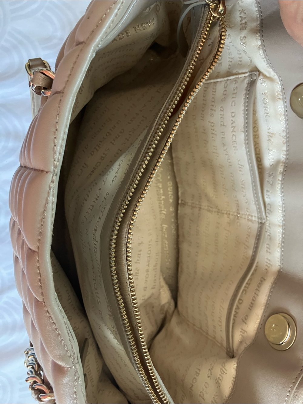 kate spade Quilted Taupe Shoulder Bag with Gold Accents - Picture 4 of 7